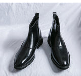 British Solid Color Pointed Leather Boots - WOMONA.COM