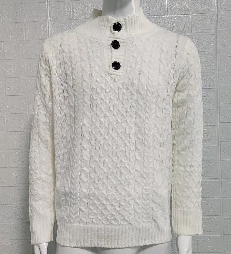 Pure Color Half Collar Slim-fit Long-sleeved Knitted Sweater - WOMONA.COM