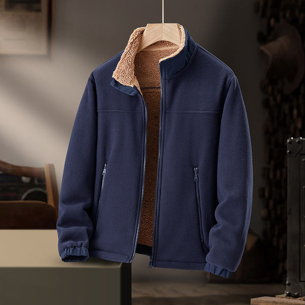 Thickening Stand Collar Fleece Sweater Men's Shell Jacket