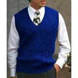 Knitted Vest V-neck Sweater Solid Color Casual - WOMONA.COM