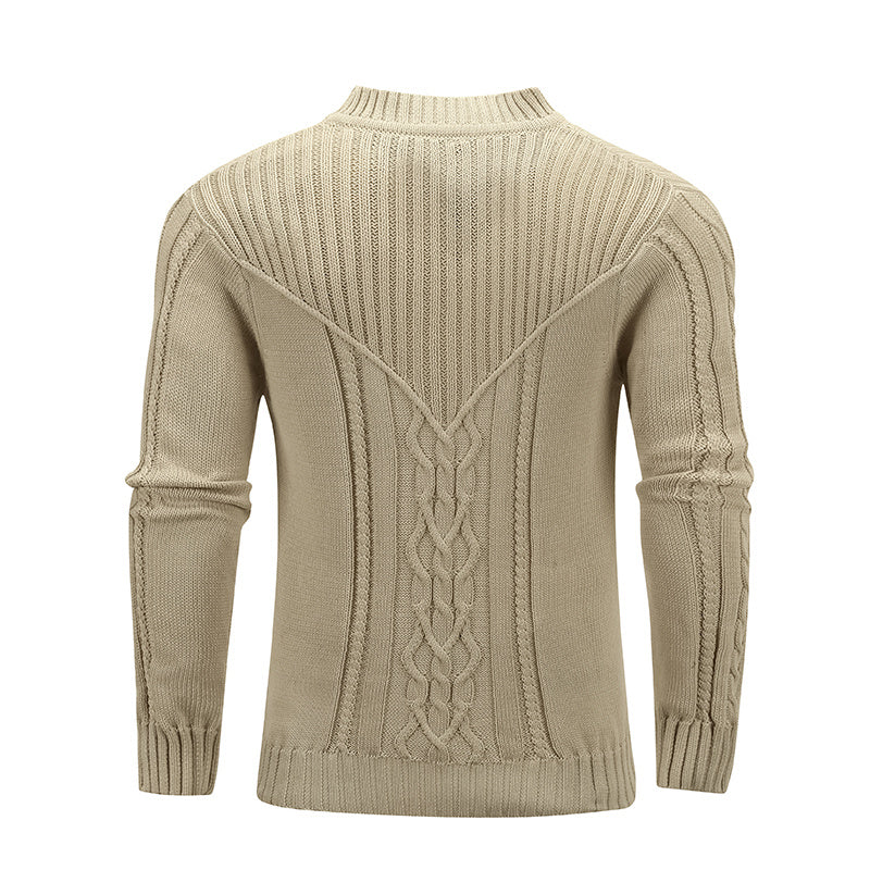 Fashion Men Solid Color Warm Jacquard Men Sweater - WOMONA.COM