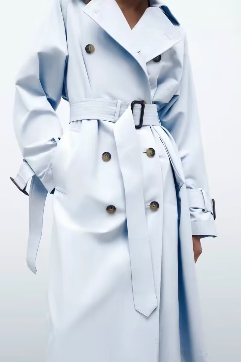 Women's Loose Long Trench Coat And Overcoat With Strap