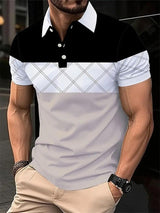 Camisa polo de manga corta con solapa y botones para hombre