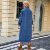 Washed Cardigan Long Denim Coat