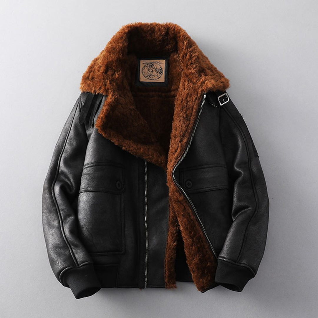 Men's Lapel Fleece-Lined Jacket, Plus Sizes