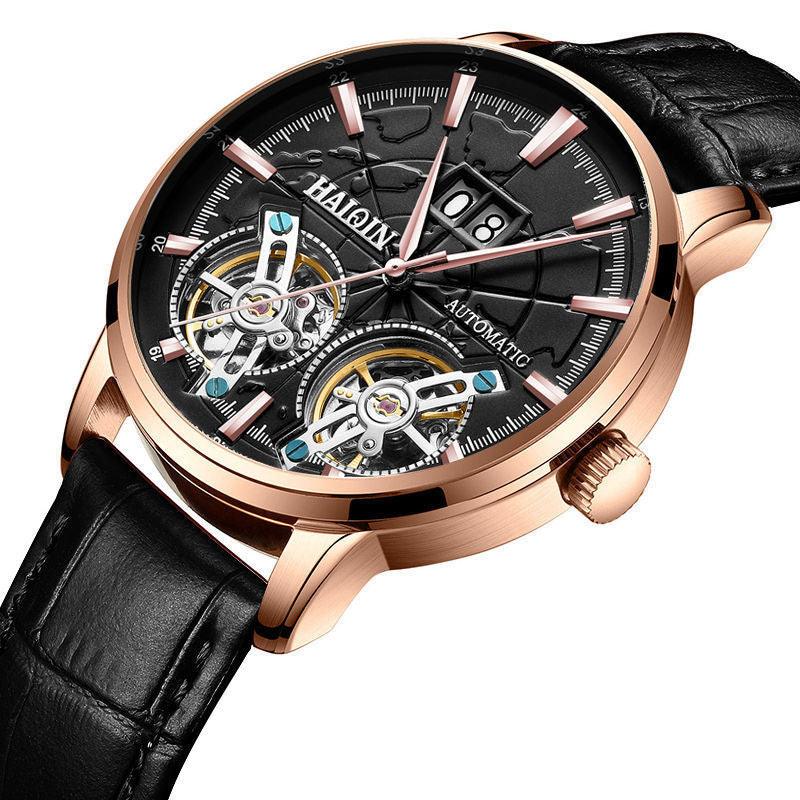 Men's Mechanical Automatic Double Tourbillon Watch Waterproof - WOMONA.COM