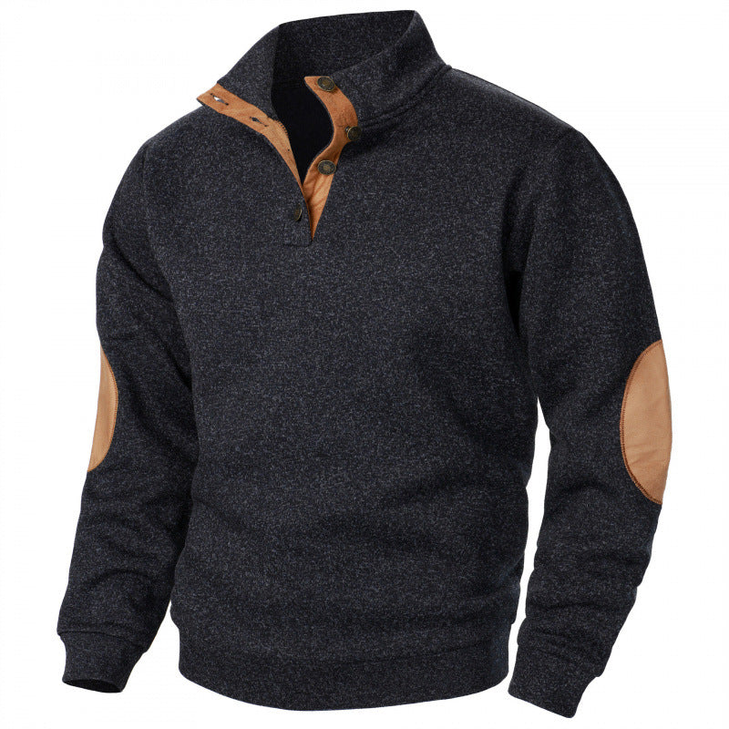 Men's stand collar jacquard knit sweater