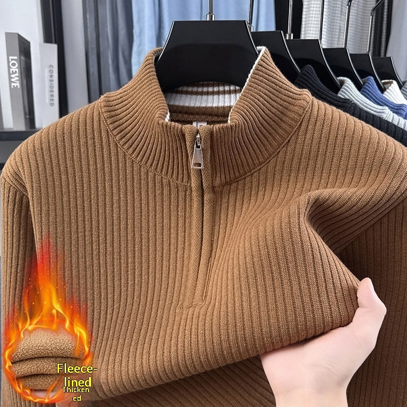 Men's Ribbed High-Neck Half-Zip Sweater - product view 1