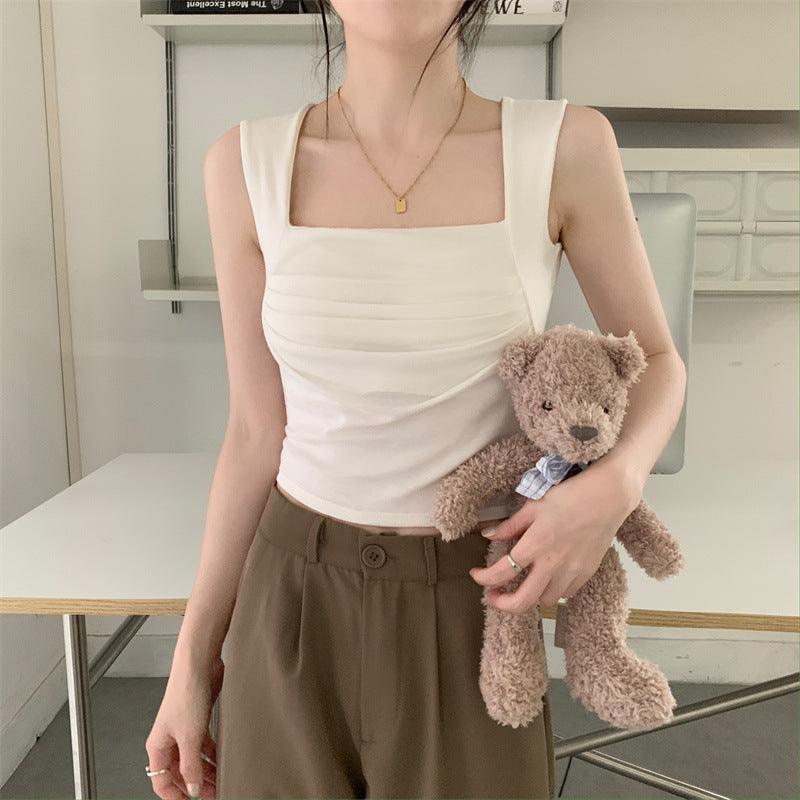 French Pleated Small Sling Vest For Women - WOMONA.COM