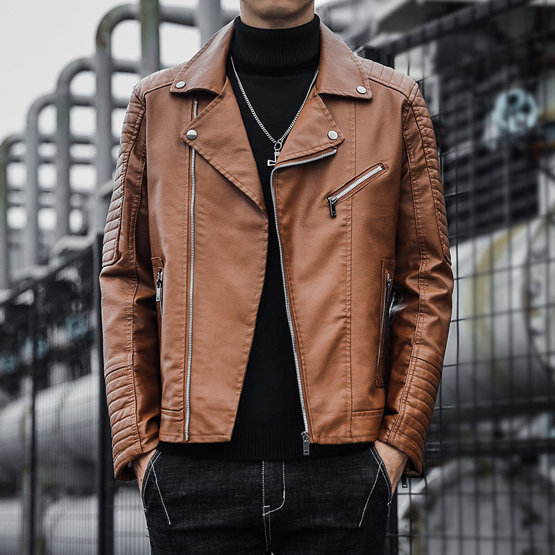 Spring And Autumn Leather Clothes Men's Motorcycle Jacket - WOMONA.COM