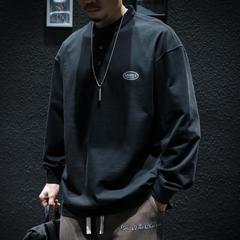 Fall Pure Cotton Long Sleeve T-shirt Men - WOMONA.COM