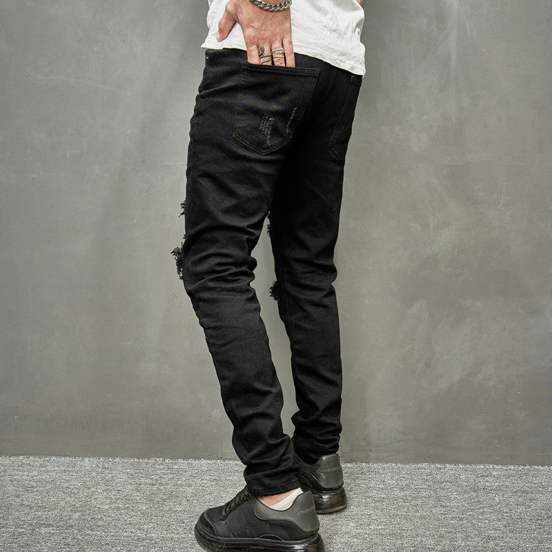 Pantalones vaqueros ajustados elásticos para hombre, casuales, de color claro