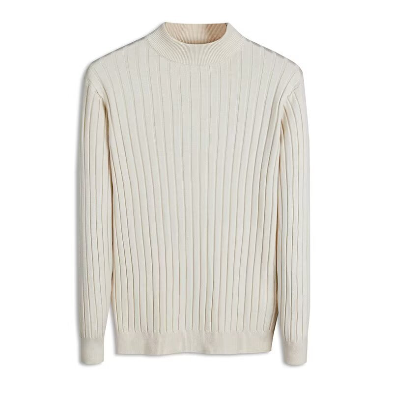 Men's Vertical-Texture Mock-Neck Sweater, Apricot - product view 4