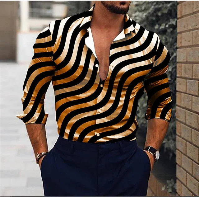 Men's Casual 3D Irregular Pattern Printed Shirt - WOMONA.COM