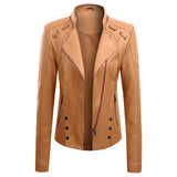 New Leather PU Leather Jacket Women's Short - WOMONA.COM