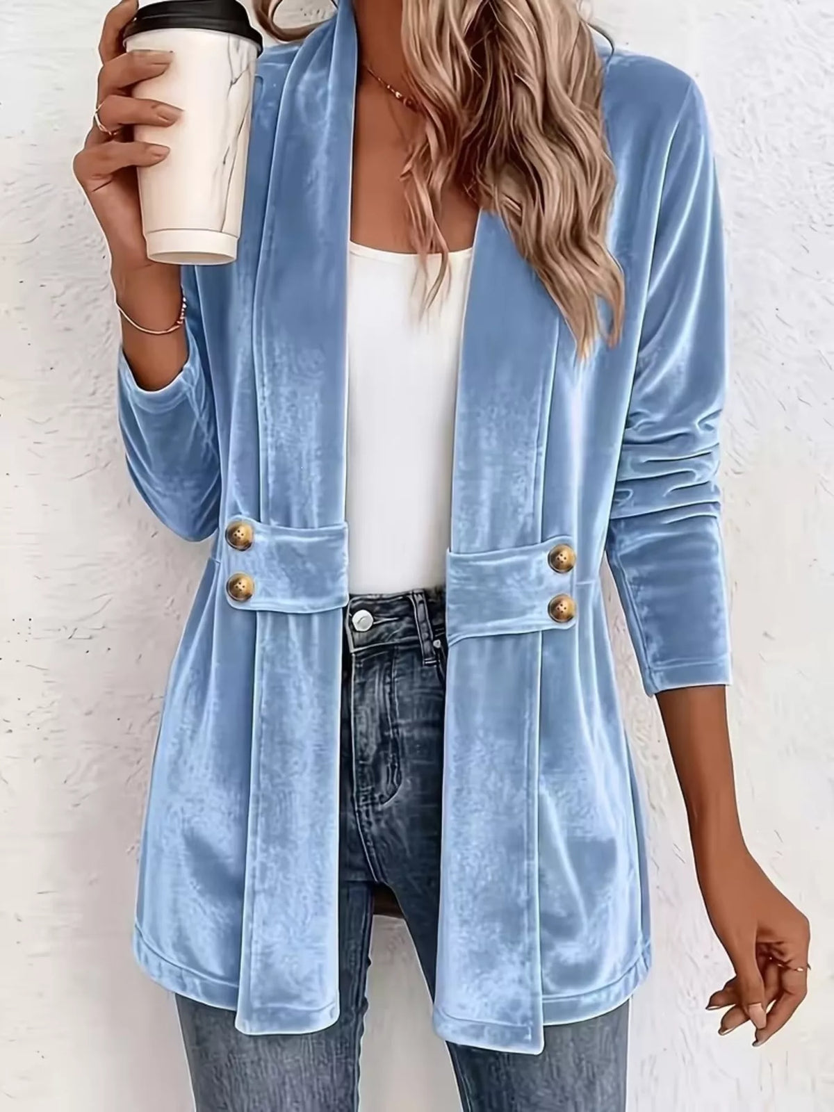 Women's Velvet Open-Front Cardigan – Plus Size