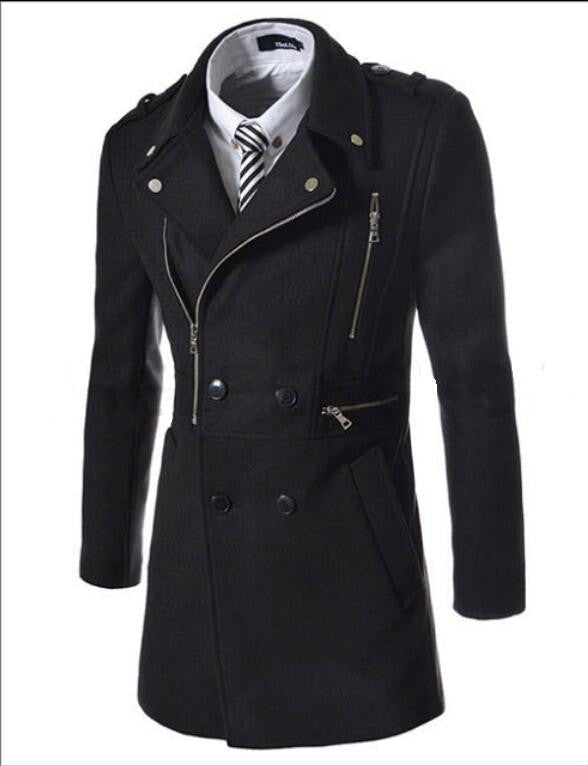 Fashion Multi Zip Long Slim Coat