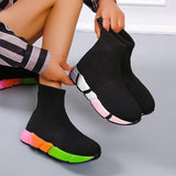 Iridescent Shoes Platform Black Ankle Boots For Women - WOMONA.COM