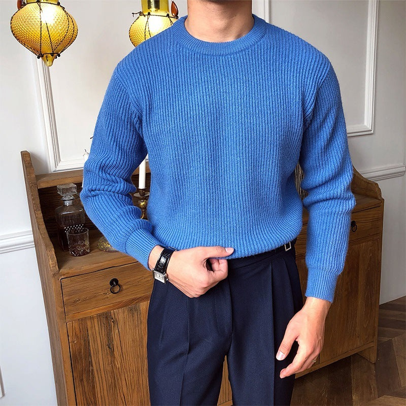 Men Long Sleeve Casual Round Neck Sweater - WOMONA.COM