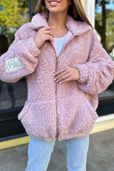 Fashion Lapel Plush Cardigan Coat