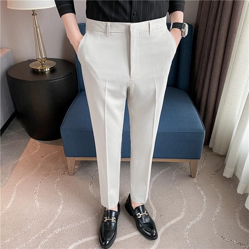 Men's Spring summer Draping Solid Color Casual Suit Pants - WOMONA.COM