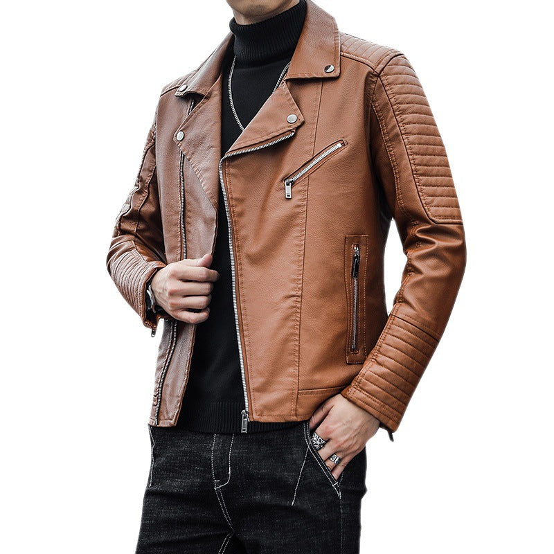 Spring And Autumn Leather Clothes Men's Motorcycle Jacket - WOMONA.COM