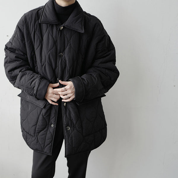 Men's Lapel Super Loose Silhouette Big Pocket Cotton Coat - WOMONA.COM