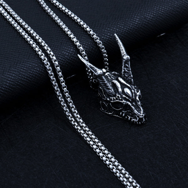 Stainless Steel Necklace Long Horn Pendant Necklace