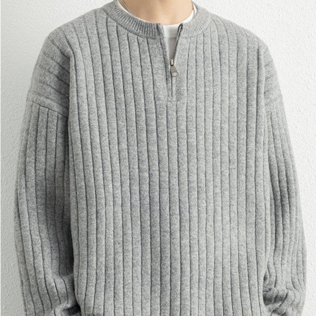 Men's Ribbed Half-Zip Crewneck Sweater - product view 1