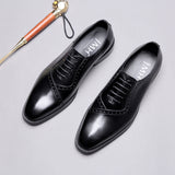 Business Carved Pointed Retro Wedding Shoes Men - WOMONA.COM