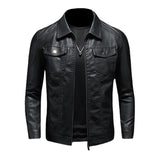 Mens Fashion Casual Solid Color Slim Biker Jacket