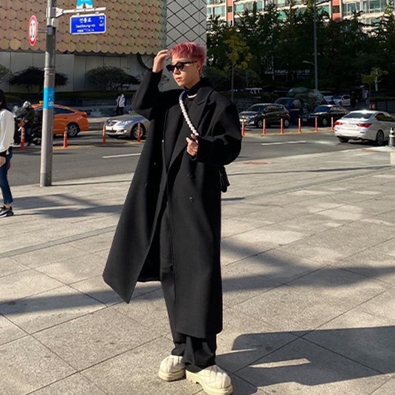 Men's Coat Long Knee Length Korean Version - WOMONA.COM