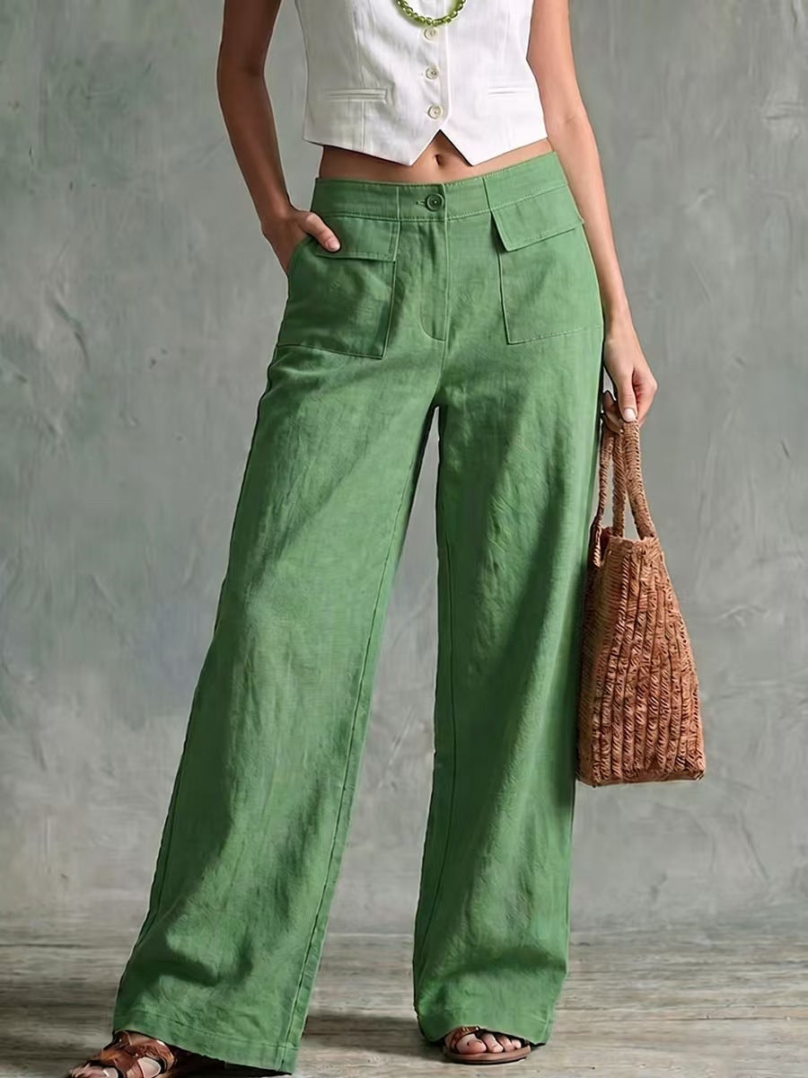 Women's high-waist relaxed wide-leg pants