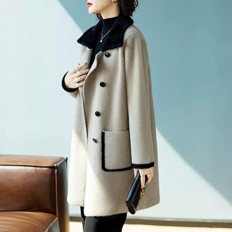 Mid-length Reversible Woolen Coat New - WOMONA.COM