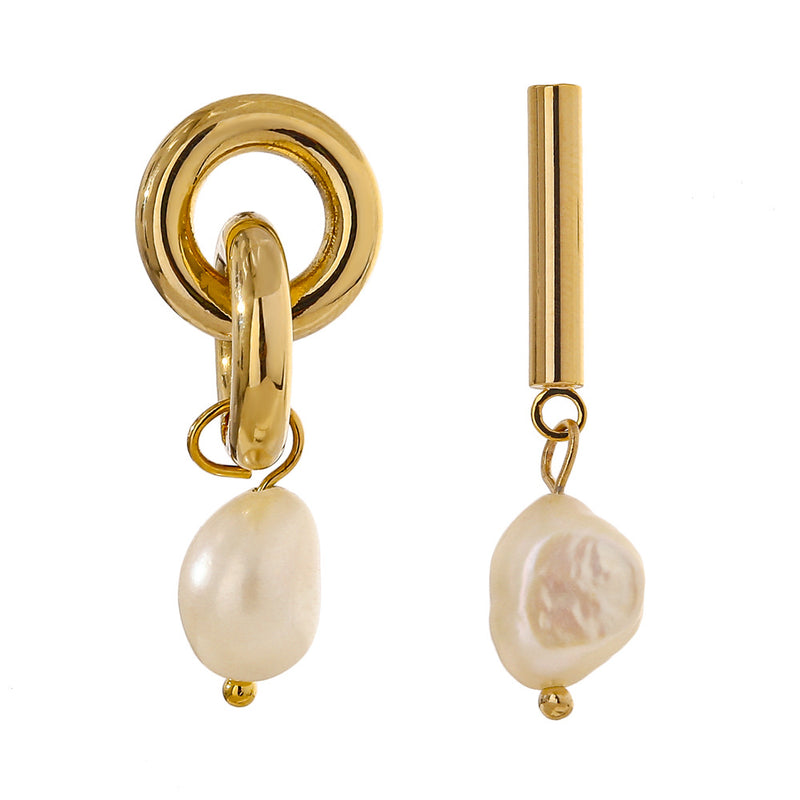 Temperament Circle Earrings 14k Gold - WOMONA.COM