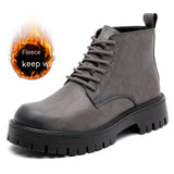 Thick Bottom 6 Holes British Style Warm High-top Leather Boots