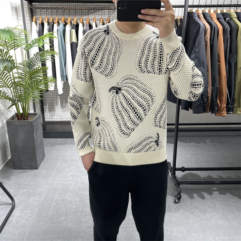 Winter New Pumpkin Jacquard Slim-fitting Sweater - WOMONA.COM