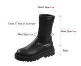 Thick Sole Knee High Boots For Women Chunky Heel Black Long Boots - WOMONA.COM