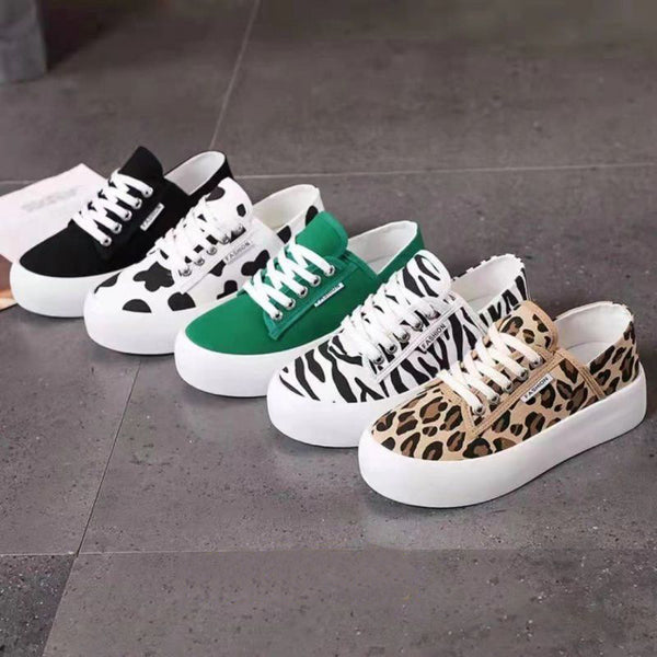 Zapatillas deportivas con estampado de leopardo bidireccional para mujer