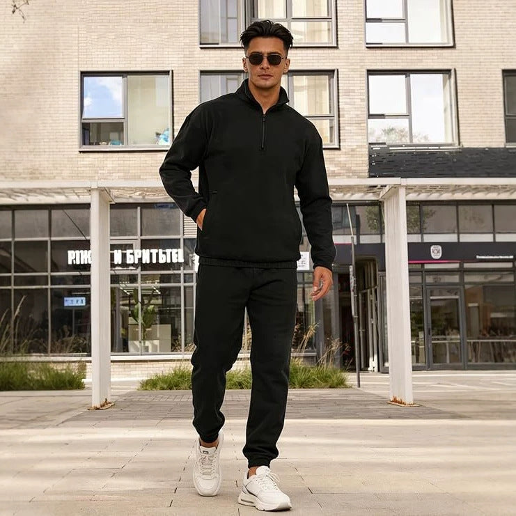 Men's Quarter-Zip Hooded Lounge Set - product view 1