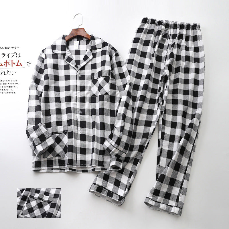 Men's Printed Cotton Button-Up Pajama Set