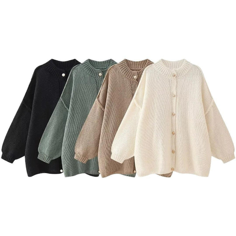 Fastener Decoration Batwing-sleeved Jacket