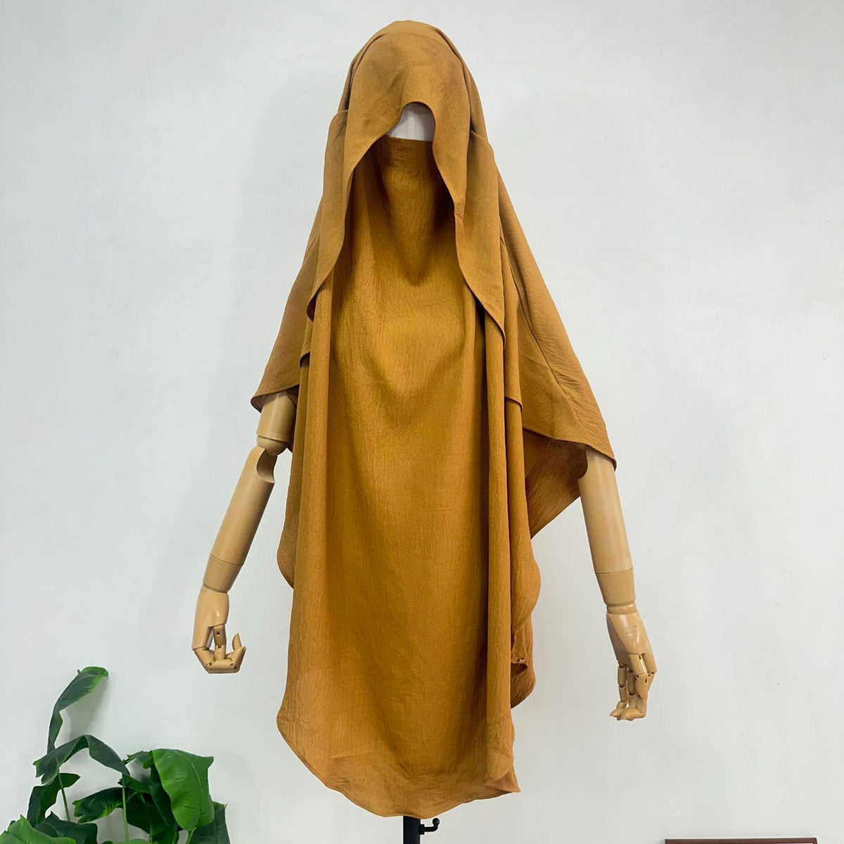 Women’s polyester scarf shawl, mustard yellow hood with loose layered drape