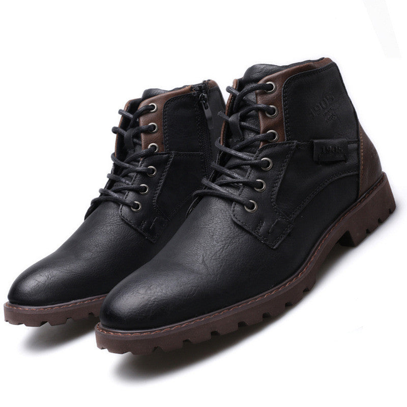 Men Winter Ankle Boots Lace Up Footwear Leather Shoes - WOMONA.COM