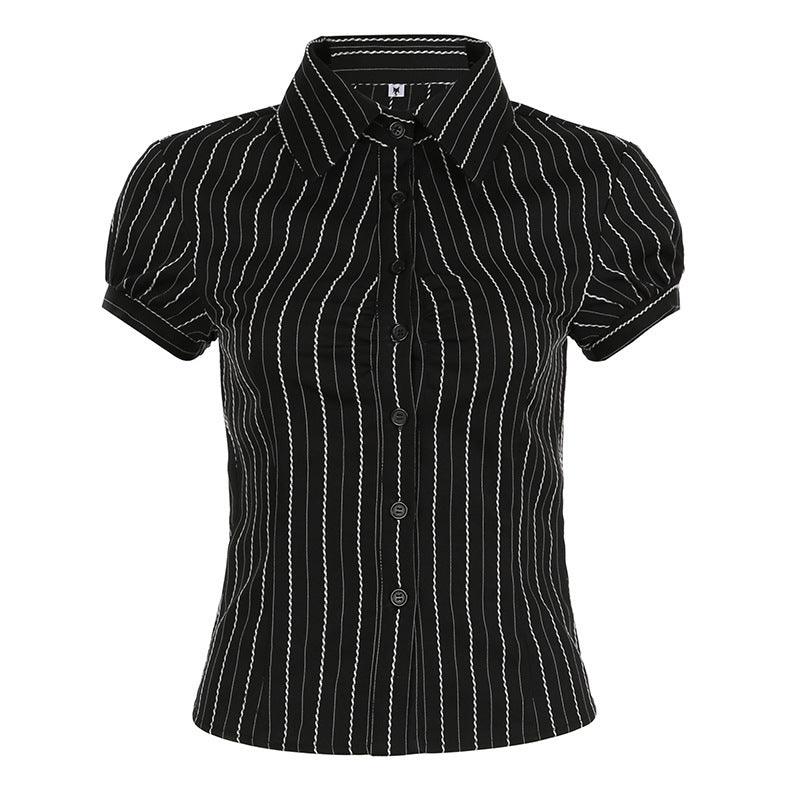 Women's American-style Fashion Striped Shirt - WOMONA.COM