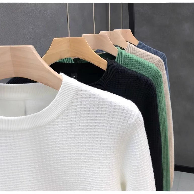 Loose Round Neck Sweater Men's Knitted Shirt - WOMONA.COM