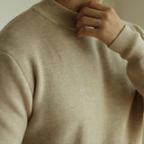 Autumn And Winter Single-layer Fleece-lined Half Turtleneck Pullover Round Neck Knitted Sweater