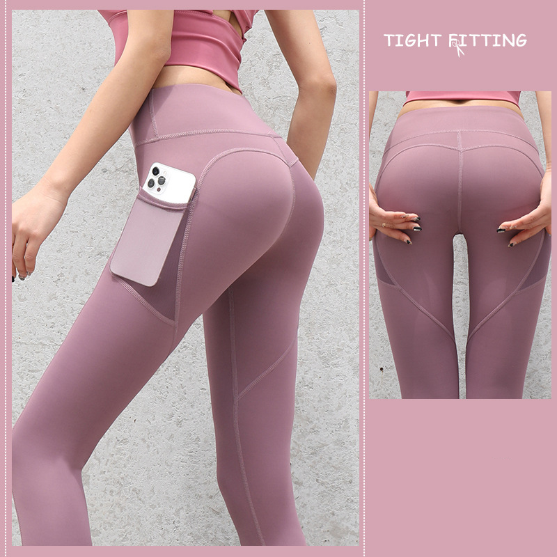 Gym Sport Seamless Leggings With Pockets Push Up High Waist Pants - WOMONA.COM