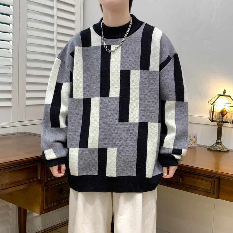 Mock-neck Stripes Sweater Men