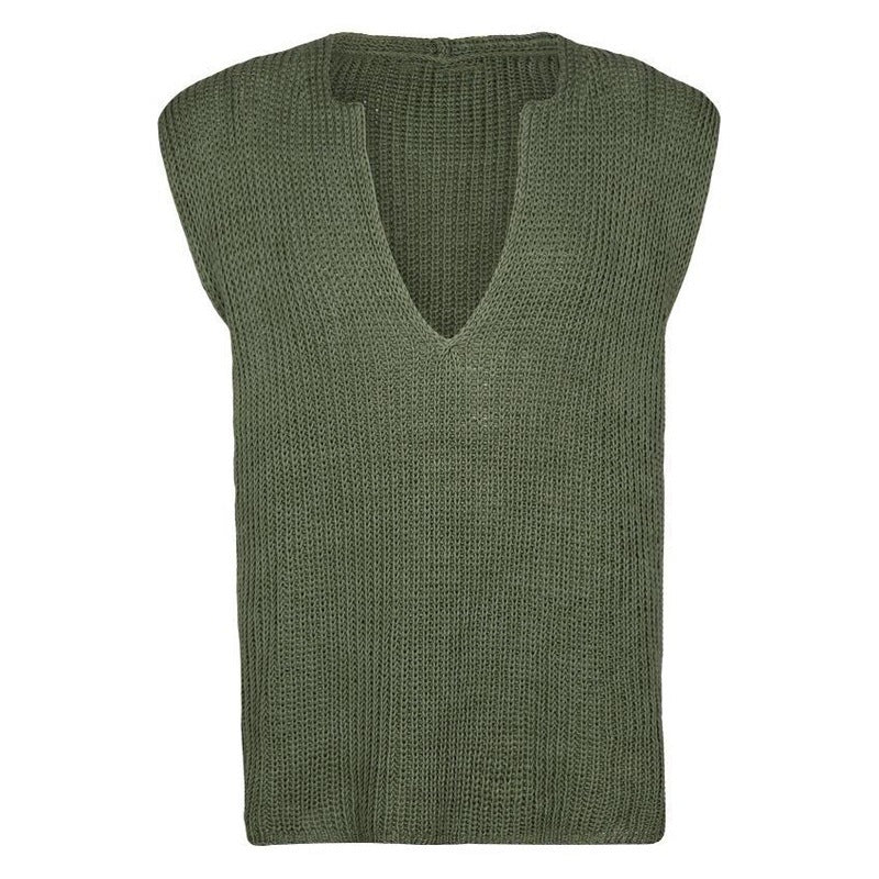 Loose Plus Size Knitted Vest Men - WOMONA.COM